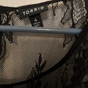 Torrid size 4 black lace and blue blouse